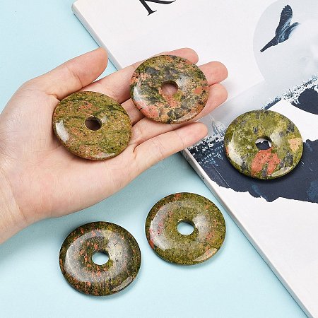 Natural Unakite Pendants G-C220-F01-50mm-1