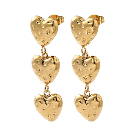 Ion Plating(IP) 304 Stainless Steel Heart Stud Earrings EJEW-Z068-03G-1