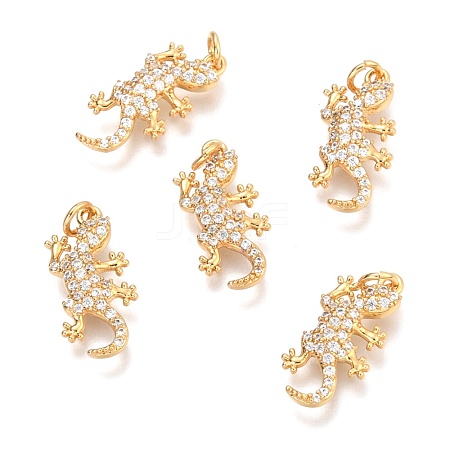 Brass Micro Pave Clear Cubic Zirconia Pendants ZIRC-O036-46G-1