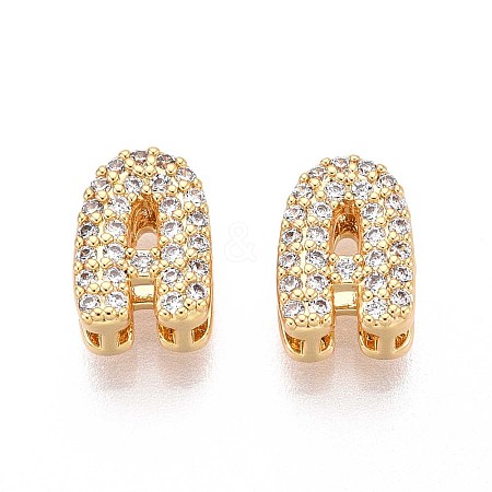 Brass Micro Pave Clear Cubic Zirconia Beads KK-T071-17G-A-1