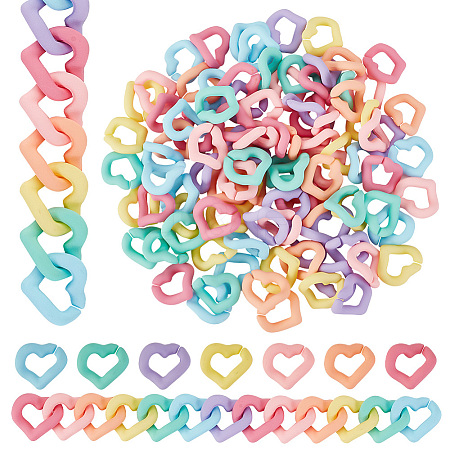 105pcs 7 colors Opaque & Transparent Acrylic Linking Rings OACR-PH0001-99-1