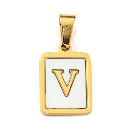 PVD Vacuum Plating 304 Stainless Steel Pave Natural White Shell Pendants STAS-S130-03G-V-1