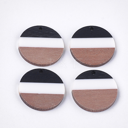 Tri-color Resin & Walnut Wood Pendants RESI-S358-78D-1