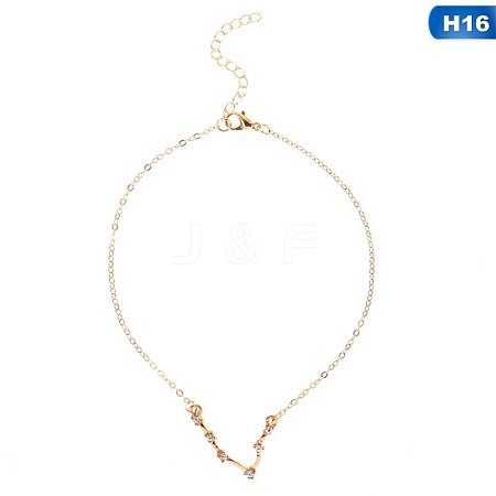Twelve Constellation Alloy Crystal Rhinestone Link Chain Anklets for Women FS-WG97E4C-12-1