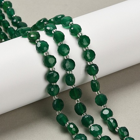 Natural Green Onyx Agate(Dyed & Heated) Beads Strands G-B153-A04-1