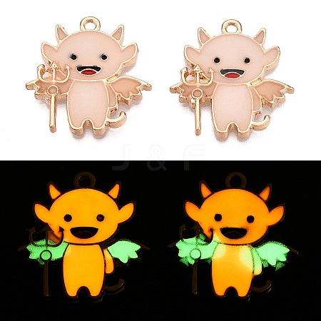 Halloween Theme Rack Plating Luminous Alloy Enamel Pendants ENAM-N056-233G-1