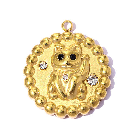 304 Stainless Steel with Jet Rhinestone Pendants RB-OY001-04G-02-1