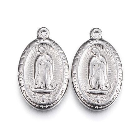304 Stainless Steel Lady of Guadalupe Pendants STAS-H363-03-1