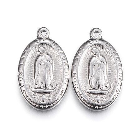 Non-Tarnish 304 Stainless Steel Lady of Guadalupe Pendants STAS-H363-03-1