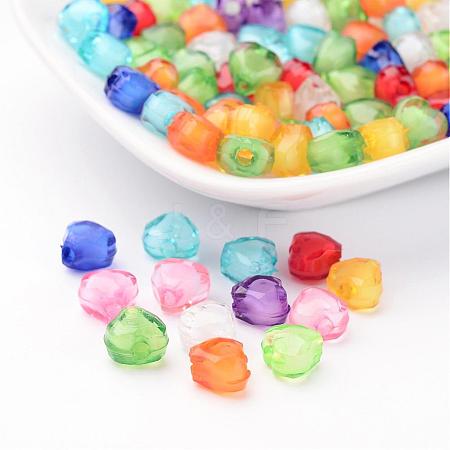 Mixed Color Transparent Acrylic Faceted Heart Beads X-TACR-S114-8mm-M-1