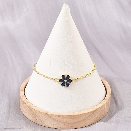 Brass Pave Cubic Zirconia Flower Link Bracelets for Women KK-CBA68DA-07A-G-1