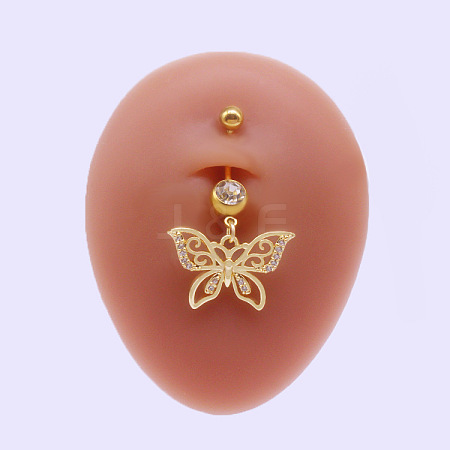 316L Surgical Stainless Steel Micro Pave Clear Cubic Zirconia Belly Rings FS-WGA8928-02-1