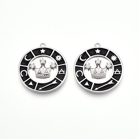 Brass Micro Pave Cubic Zirconia Enamel Pendants ZIRC-T016-18P-1
