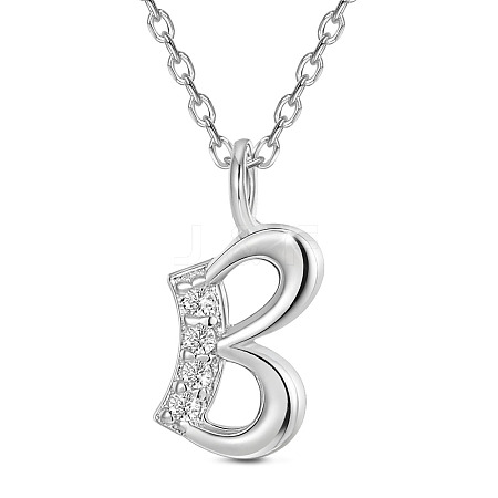 SHEGRACE Rhodium Plated 925 Sterling Silver Initial Pendant Necklaces JN898A-1