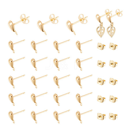 GOMAKERER 100Pcs Brass Teardrop Stud Earring Findings DIY-GO0001-15-1