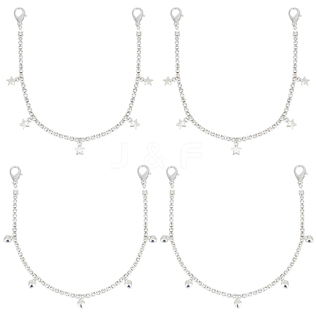 Gorgecraft 4Pcs 2 Style Alloy Rhinestone Shoe Chains DIY-GF0007-31-1