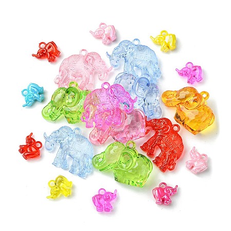 20Pcs 4 Styles Transparent & AB-Color Plated Acrylic Pendants TACR-FS0001-44-1