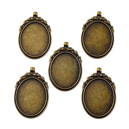Tibetan Style Alloy Pendant Cabochon Bezel Settings TIBEP-M018-62AB-NF-1
