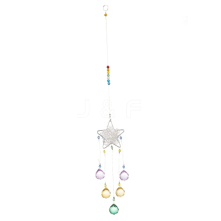 Star Iron Colorful Chandelier Decor Hanging Prism Ornaments HJEW-P012-03P-1