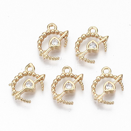 Brass Micro Pave Cubic Zirconia Charms KK-S359-047-RS-1