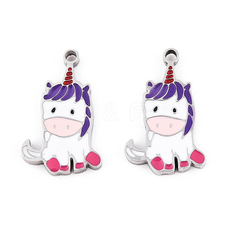 304 Stainless Steel Enamel Charms STAS-L022-289P-1