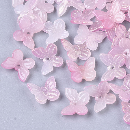 Transparent Spray Painted Glass Charms GLAA-T016-21D-1