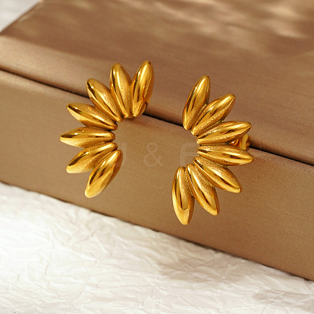 Elegant Stainless Steel Geometric Flower Stud Earrings for Women's Daily Wear BG7698-1