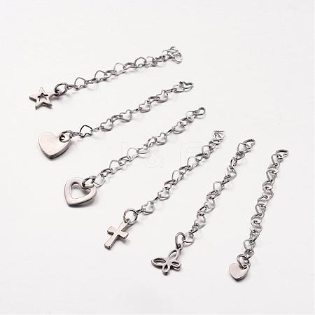 304 Stainless Steel Heart Link Chain Extender FIND-JF00074-1