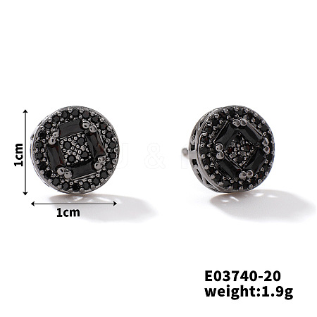Chic Brass Cubic Zirconia Stud Earrings LS-ZD1304-12-1