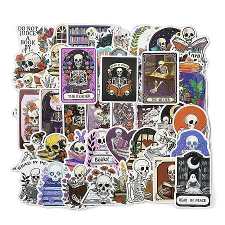 50Pcs The Reading Skull PVC Sticker Labels STIC-H003-02-1