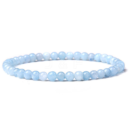 4mm Round Natural Aquamarine Beads Bracelet for Men KG3069-23-1