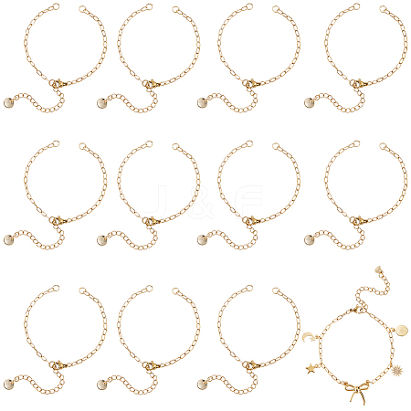 12Pcs Half Finished 304 Stainless Steel Paperclip Chains Connector Bracelet Makings MAK-SC0001-35-1