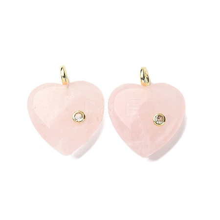 Natural Rose Quartz Pendants G-P588-01G-10-1