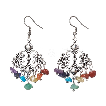 Natural Mixed Gemstone Chips Chandelier Earrings EJEW-JE05418-02-1