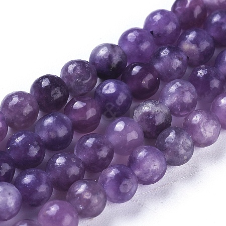 Natural Lepidolite/Purple Mica Stone Beads Strands G-D0020-15-4mm-1