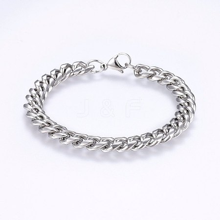 Tarnish Resistant 201 Stainless Steel Curb Chain Bracelets BJEW-E343-01A-1