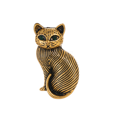 Cute Cat Alloy Brooch Pin JEWB-Z031-09AG-1