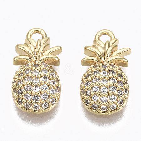 Brass Micro Pave Cubic Zirconia Charms X-KK-R132-049-NF-1