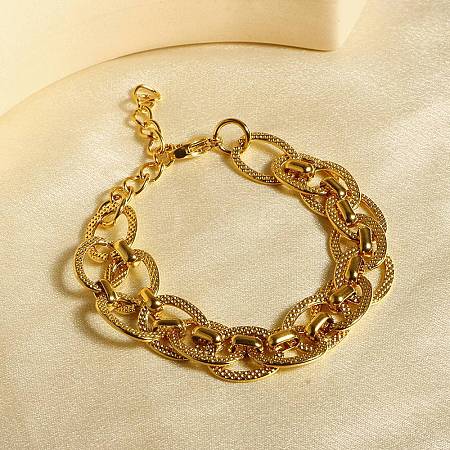 304 Stainless Steel Cable Chain Bracelets for Women BJEW-D349-01G-1