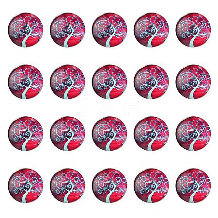 Half Round/Dome Tree Pattern Glass Flatback Cabochons for DIY Projects GGLA-YW0001-14E-1
