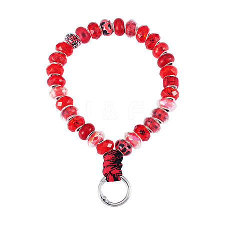 Resin Rondelle Bead with Polyester & Spandex Cord Phone Hand Strap Chains HJEW-TADJ0009-1