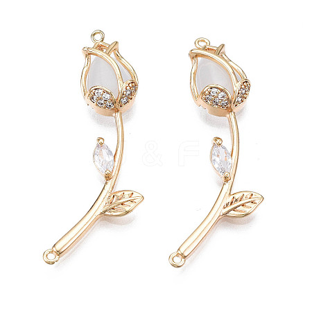 Brass Micro Pave Clear Cubic Zirconia Link Connectors LS-KK-Q278-004-NF-1