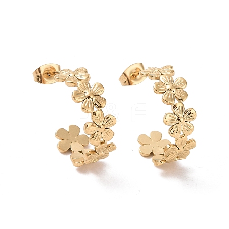 Ion Plating(IP) 304 Stainless Steel Flower Wrap Stud Earrings EJEW-G326-03G-1