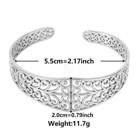 Elegant and Stylish Design Hollow Flower 304 Stainless Steel Cuff Bangles for Women ZU0152-1-1