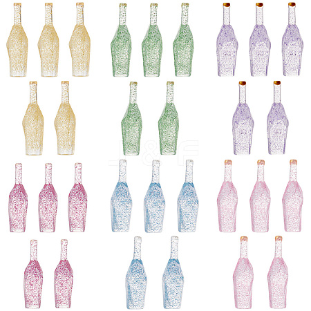 Gorgecraft 30Pcs 6 Colors Transparent Resin Bottle Cabochons CRES-GF0001-04-1