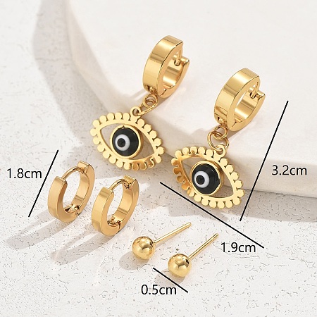 Stylish Evil Eye 304 Stainless Steel Earrings Set for Women VQ1262-1-1