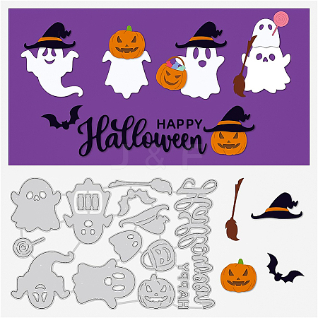 Halloween Theme Carbon Steel Cutting Dies Stencils DIY-WH0309-220-1