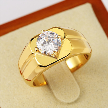 304 Stainless Steel Pave Clear Cubic Zirconia Finger Rings for Men FS-WG96A01-11-1