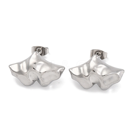 Non-Tarnish Leaf Ion Plating(IP) 304 Stainless Steel Stud Earrings EJEW-H013-32P-1