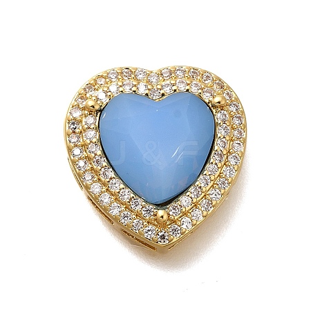 Heart Brass Glass Beads KK-Q043-27G-02-1